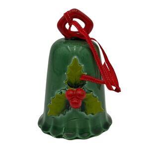 Vintage Holt Howard Ceramic Holly Berry Christmas Bell Signed 1964 Japan